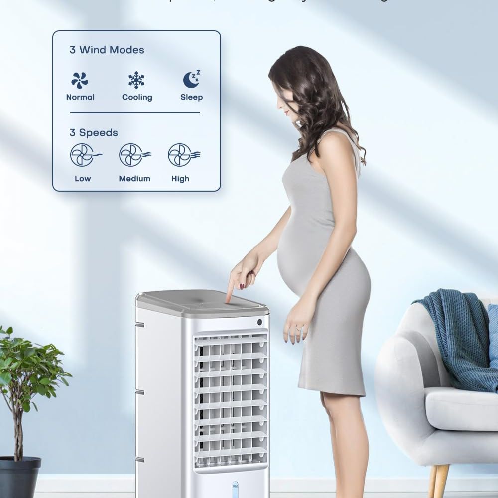 3-in-1 Portable Air Cooler | Wide Oscillation, Remote & Timer - Grey