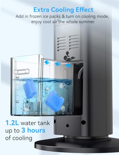 CENSTECH 35 INCH Evaporative Air Cooler, 2024 Upgraded Swamp Cooler Air Conditioner 20Ft Remote, 70°Oscillation Windowless Air Conditioner, 3 Speeds, Smart Timer for Auto-Off, Air Cooler for Room Bedroom