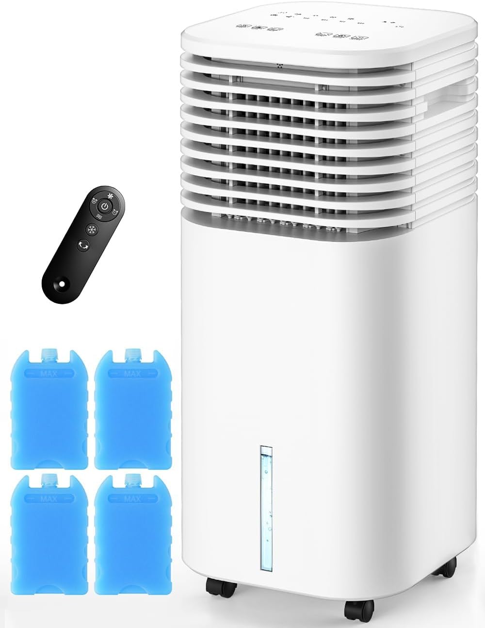 4-IN-1 Portable Air Conditioners, Evaporative Air Cooler w/4 Modes & 3 Speeds, 15H Timer for Smart Auto-off, 2-Gal Tank for 20H Cooling,17FT Remote,No Hose Needed,120ยฐOscillating Swamp Cooler