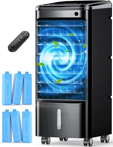 CENSTECH Windowless Portable Air Conditioners with 6 Ice Packs, 12H Smart Timer for Auto-off Black