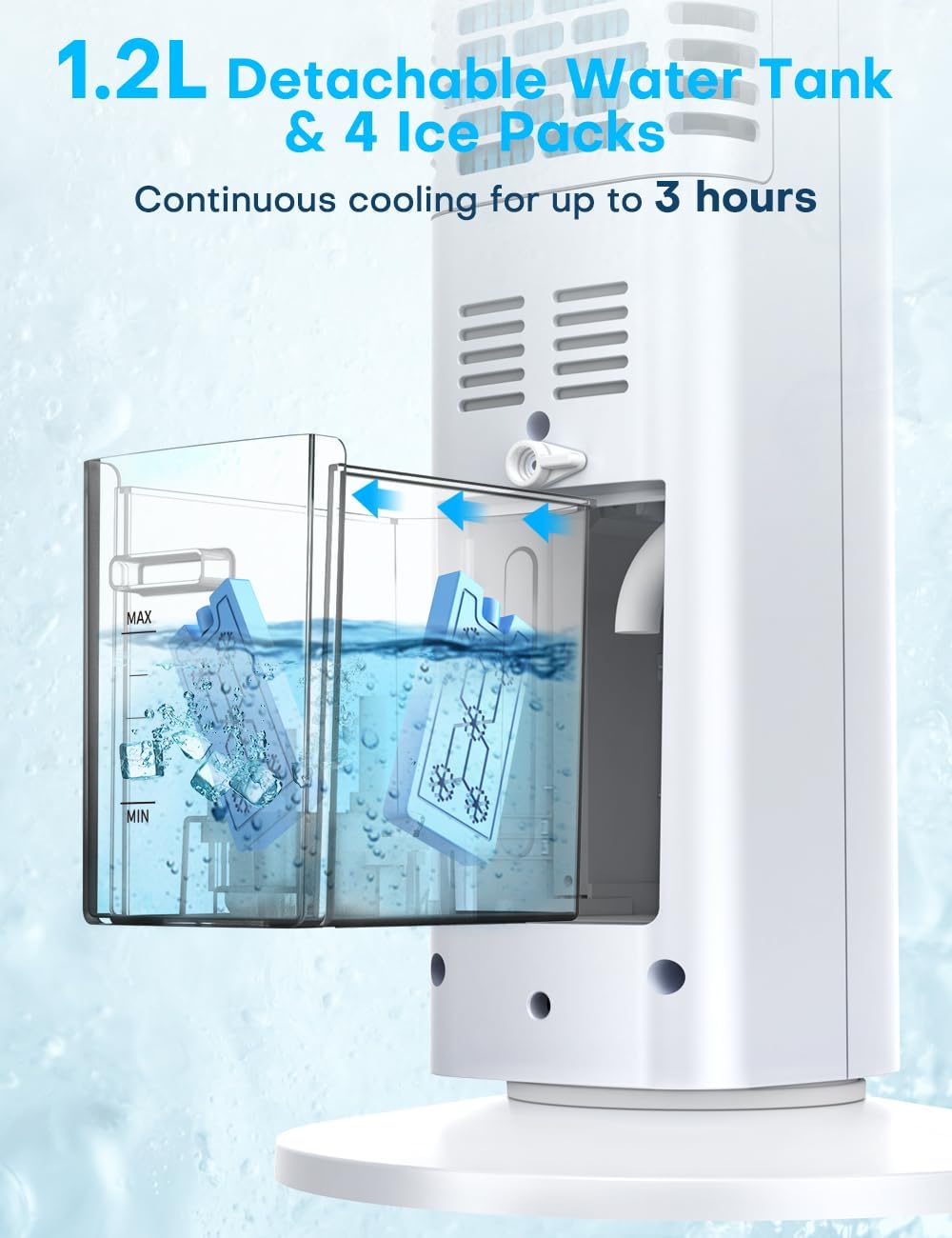 CENSTECH 35 INCH Evaporative Air Cooler, 2024 Upgraded Swamp Cooler Air Conditioner w/Cooling Mode, 3 Speeds, Smart Timer for Auto-Off, 20Ft Remote, 70° Wider Oscillation, Air Cooler for Room Bedroom