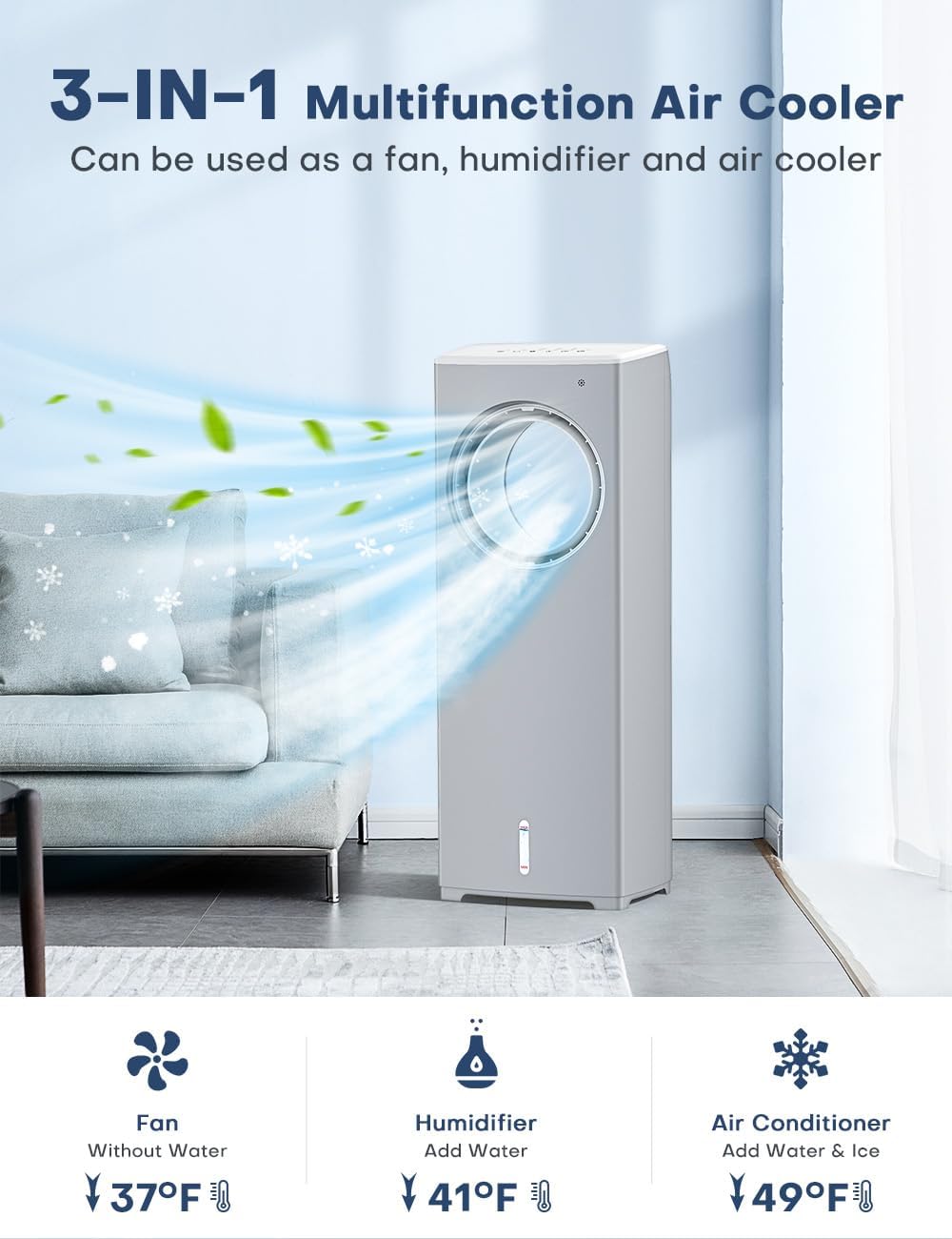 200Y 1.210.003.011 Evaporative Air Cooler, White/Gray