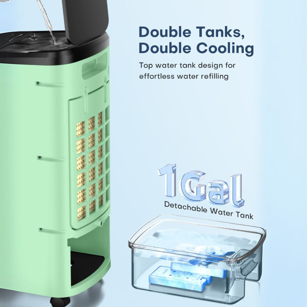 3-in-1 Portable Air Cooler | Wide Oscillation, Remote & Timer - Green