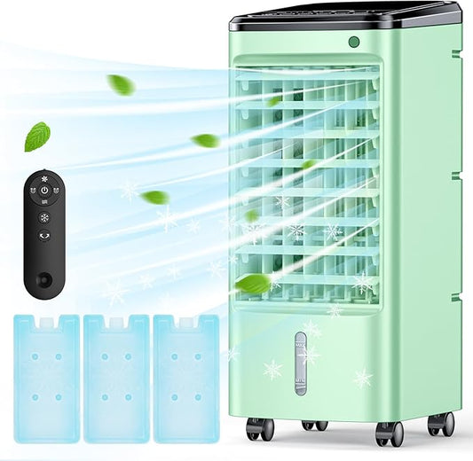 3-in-1 Portable Air Cooler | Wide Oscillation, Remote & Timer - Green